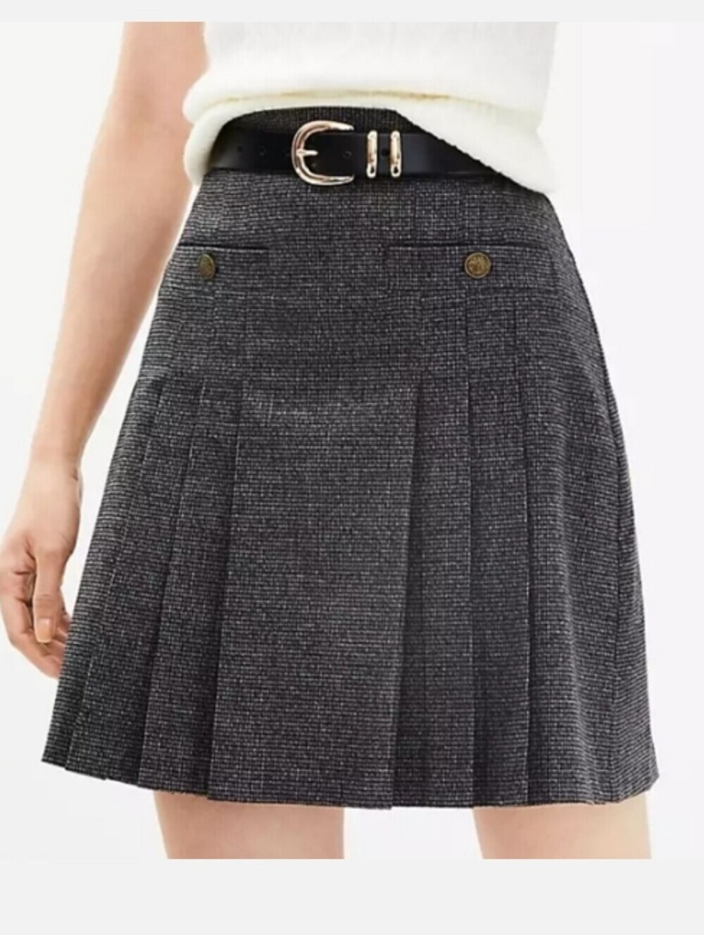 Loft Checked Pleated Skirt